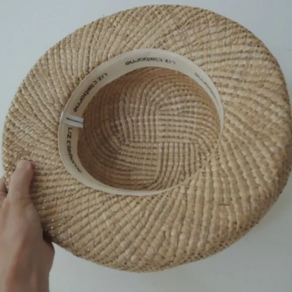 Ladies Sun Hat Liz Claiborne Woven Straw Hat Natural Tan Fiber w/Wide Brim NWOT - Picture 3 of 8
